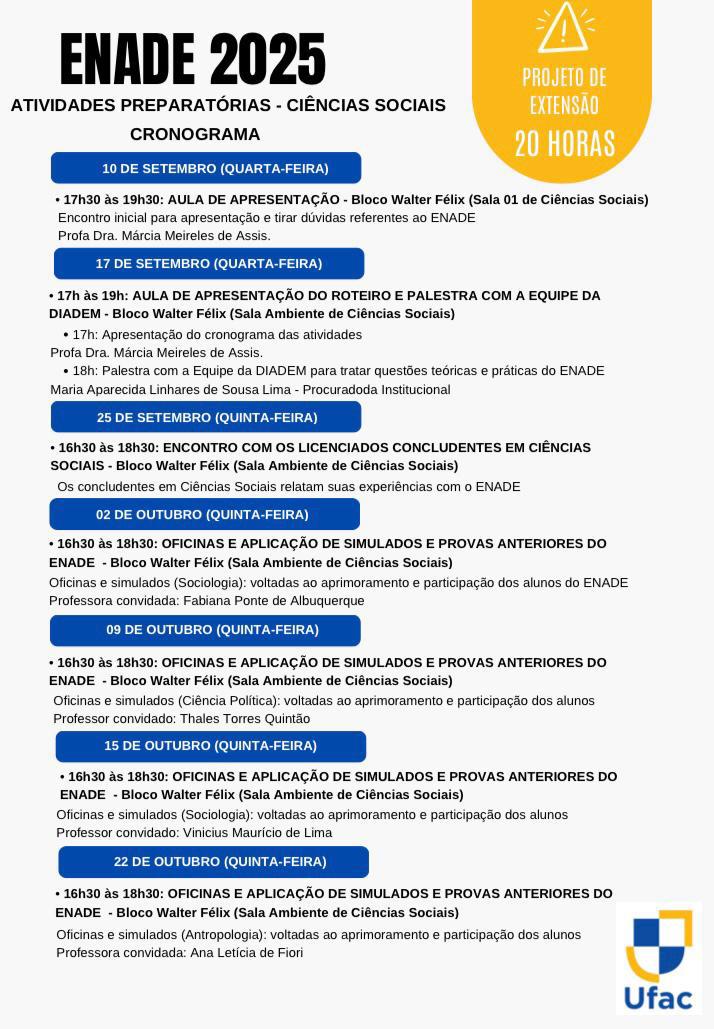 CONVITE - PROJETO DE EXTENSÃO “ENADE LICENCIATURA 2025 - PREPARATÓRIAS”