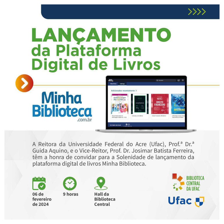 Convite - lançamento da plataforma digital de livros Minha Biblioteca