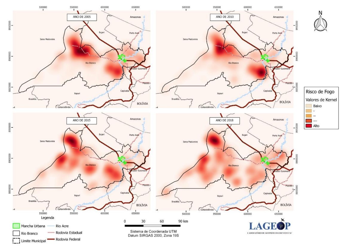 Mapas de Kernel do município de Rio Branco, Acre destacando risco de fogo.jpg