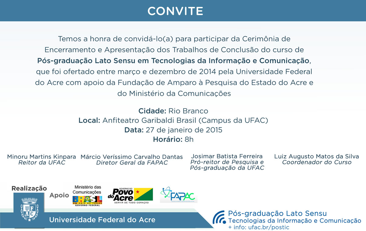 Convite - Cerimônia de Encerramento e Apresentação de Trabalhos