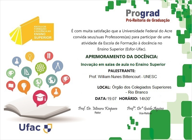 Convite das Atividades Esfor - Aprimoramento da Docência: Inovação em salas de aula no Ensino Superior