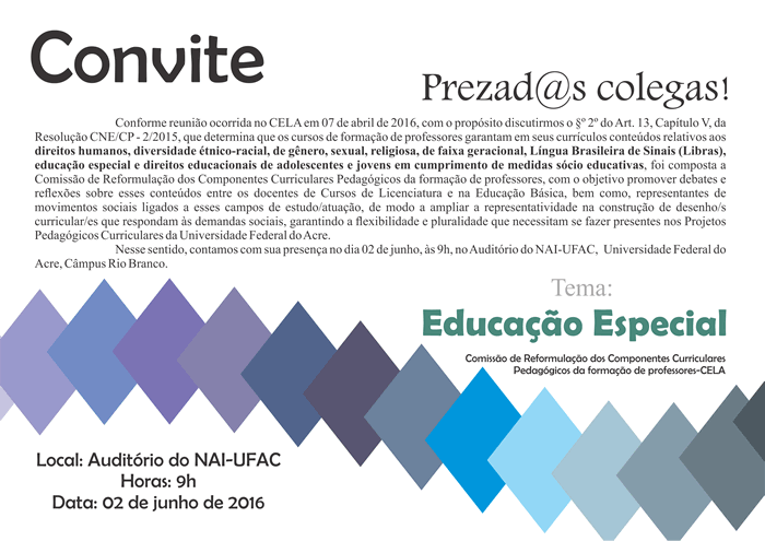 Convite - Debates sobre educação especial