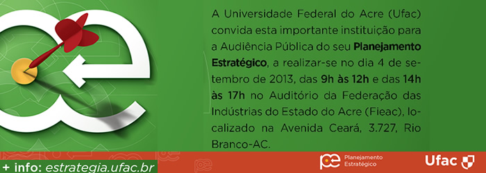 Convite para a Audiência Pública do Planejamento Estratégico em Rio Branco