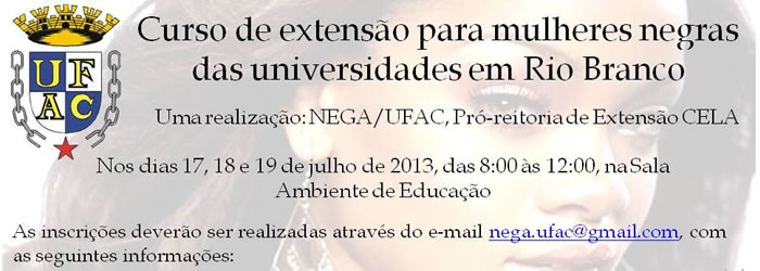 Curso de extensão para mulheres negras das universidades em Rio Branco