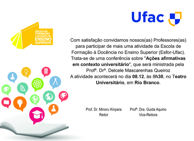 Escola de Formação à Docência no Ensino Superior – Esfor-Ufac – Convite