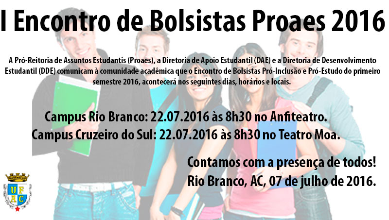 Pró-Reitoria de Assuntos Estudantis - Proaes - Convite