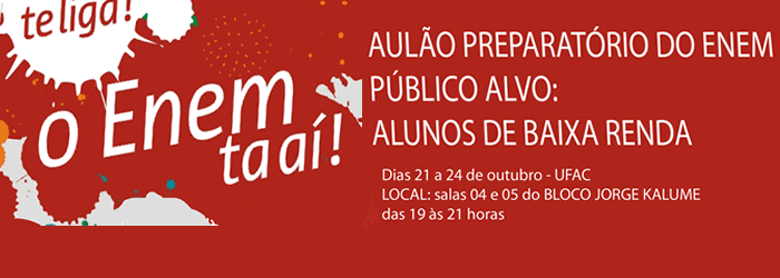 Projeto da Ufac oferece 'aulão' a candidatos do Enem