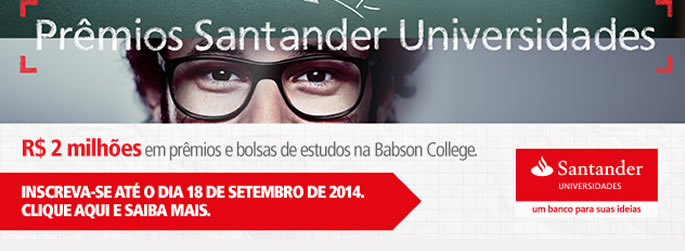 Santander abre inscrições para 4 modalidades de prêmios