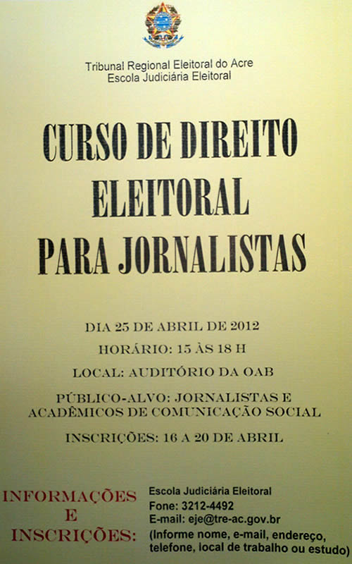 TRE-AC oferece Curso de Direito Eleitoral para jornalistas