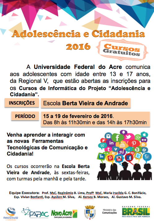 Ufac abre inscrições para curso sobre tecnologias de informação e comunicação